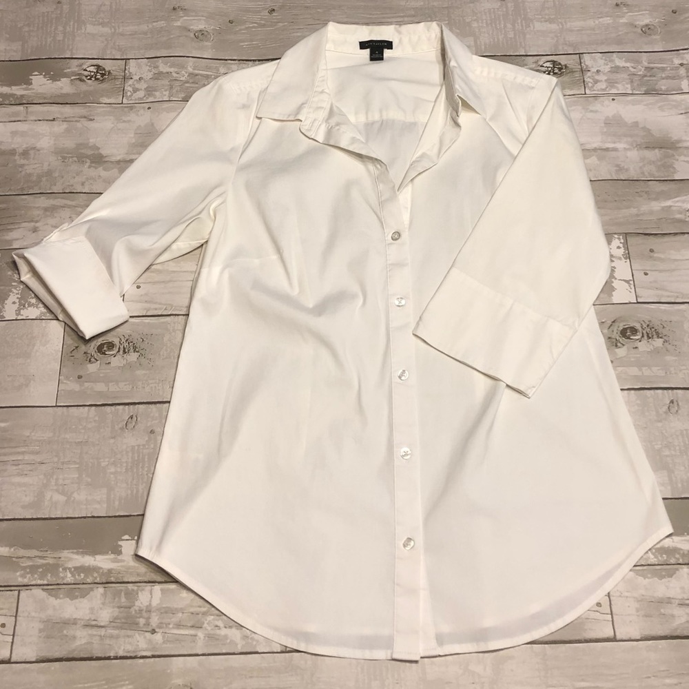 Ann Taylor White Button Down Blouse